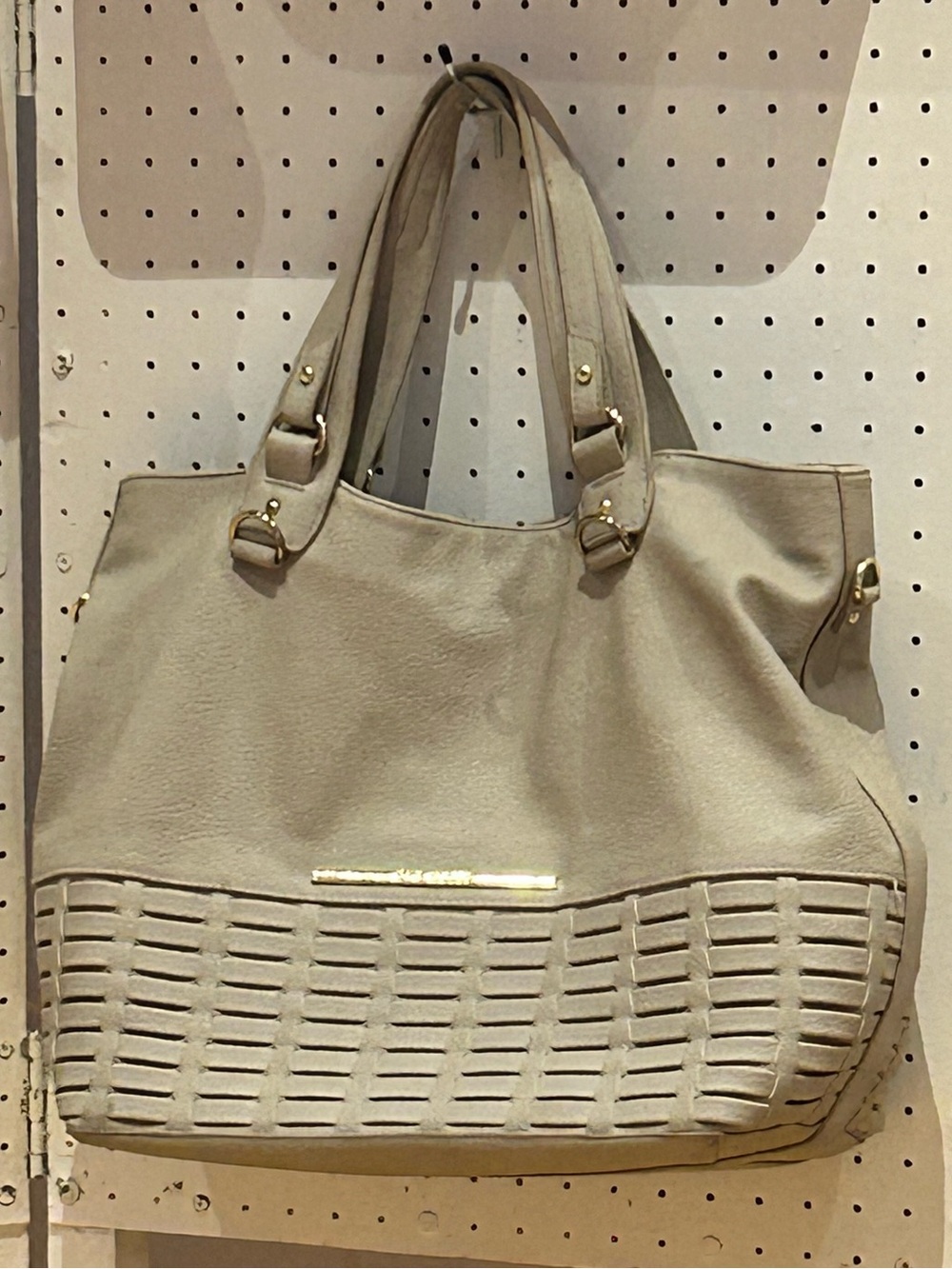 Steve Madden Faux Leather Beige Tote Bag